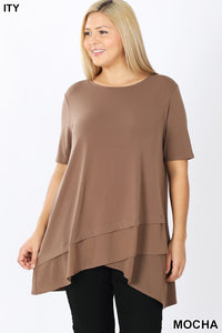 11235 1/4S Overlap Chiffon TOP in MOCHA JV-N77A