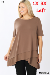 11235 1/4S Overlap Chiffon TOP in MOCHA JV-N77A