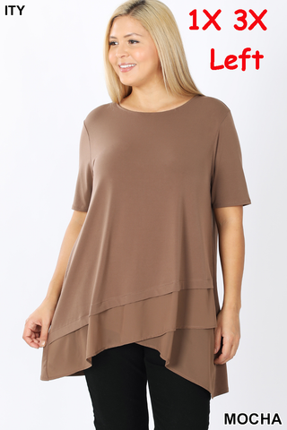 11235 1/4S Overlap Chiffon TOP in MOCHA JV-N77A
