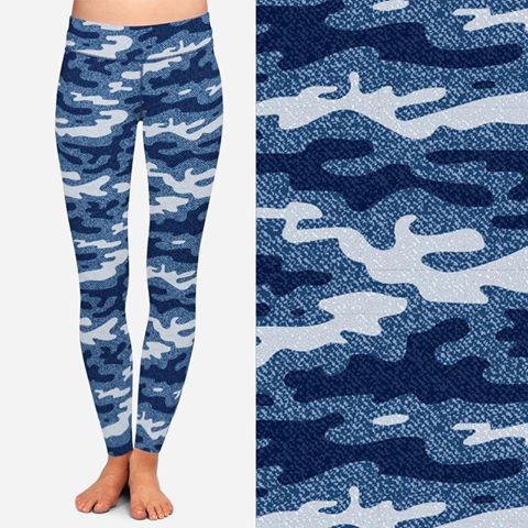 8019 Camo Denim Print DESIGNER LEGGINGS JV-BB R