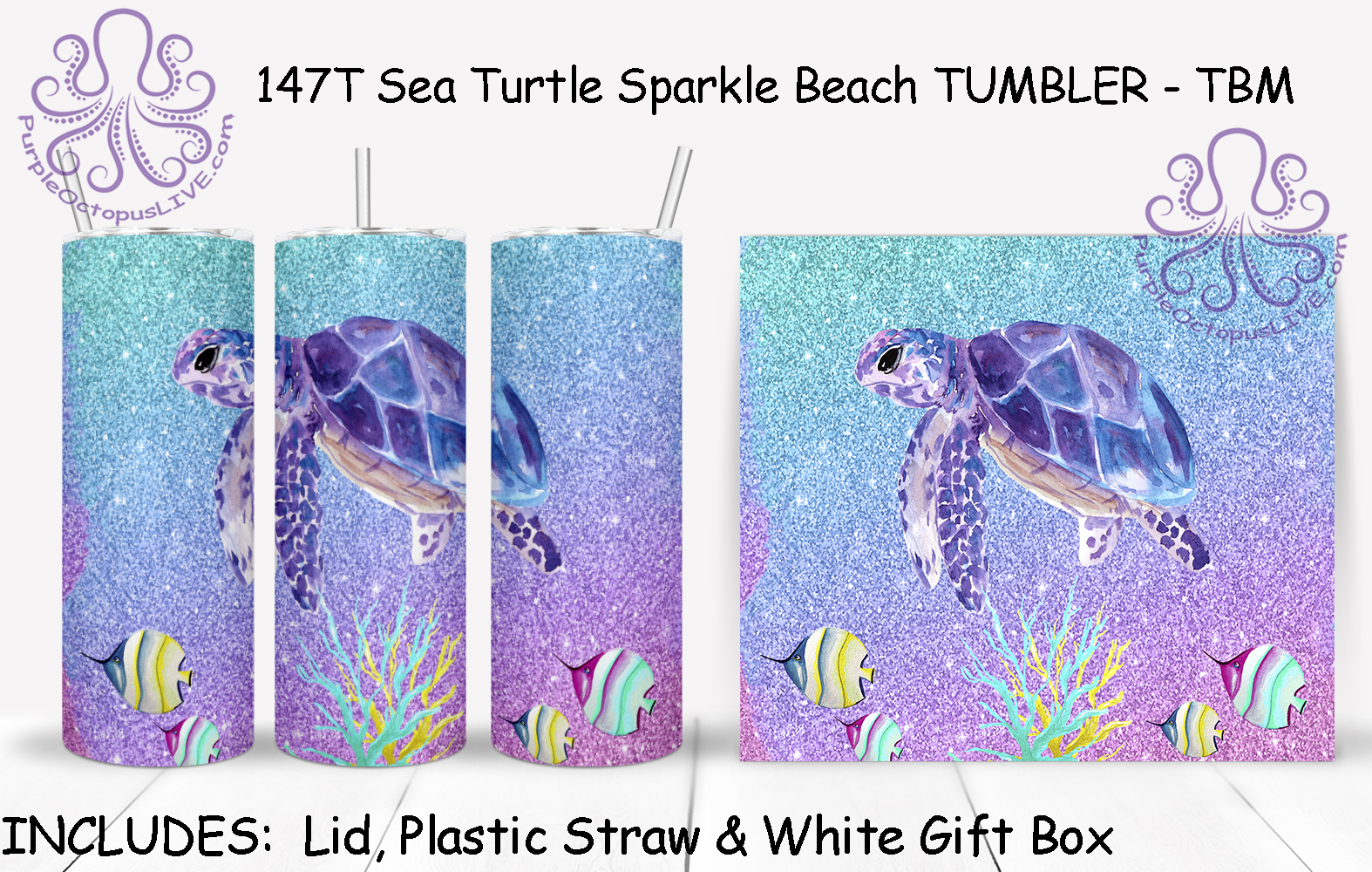 147T Sea Turtle Sparkle Beach TUMBLER - TBM