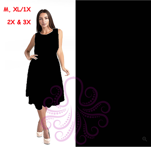 1579 0/0S SOLID Black SWING DRESS w PKTS JV-T91A