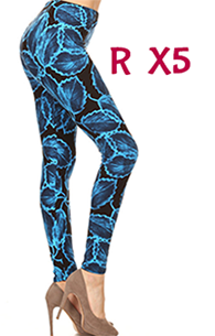 162 Royal Leaves on Black LEGGINGS JV1-Q19B G