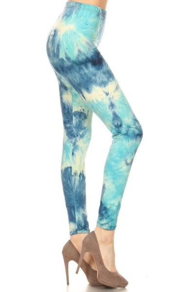 163 Blue and Turquoise Tie Dye LEGGINGS JV-T48T CAPRI ONLY LEFT