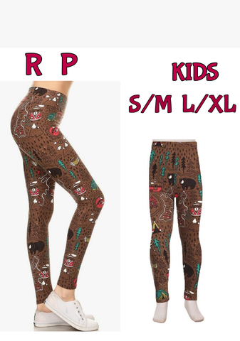 192 Camping LEGGINGS or Kids JV1-Q23B G