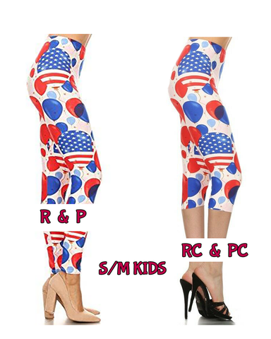2005 Patriotic Balloon LEGGINGS or CAPRIS or KIDS JV-I35/40