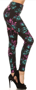 201 Pink Turquoise Floral LEGGINGS