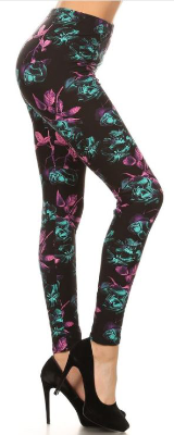 201 Pink Turquoise Floral LEGGINGS