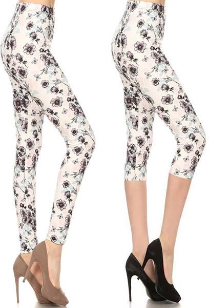2060 Subtle Floral Pastel LEGGINGS & CAPRI