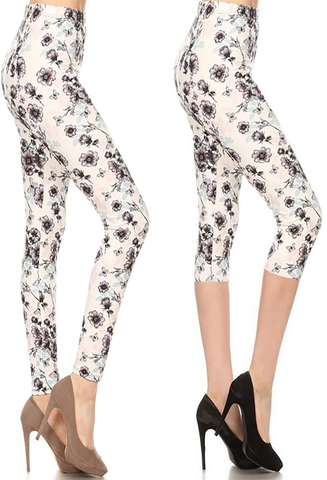 2060 Subtle Floral Pastel LEGGINGS & CAPRI
