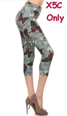 206 Butterfly On Grey LEGGINGS JV-B16C CAPRI ONLY LEFT