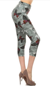 206 Butterfly On Grey LEGGINGS JV-B16C CAPRI ONLY LEFT