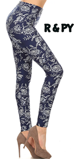 2081 More Blooms on Blue LEGGINGS JV1-Q43B G
