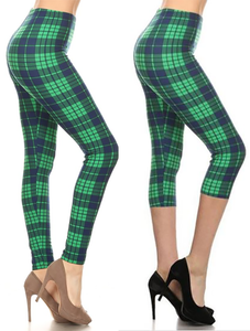 2086 Navy Green Plaid LEGGINGS or CAPRI