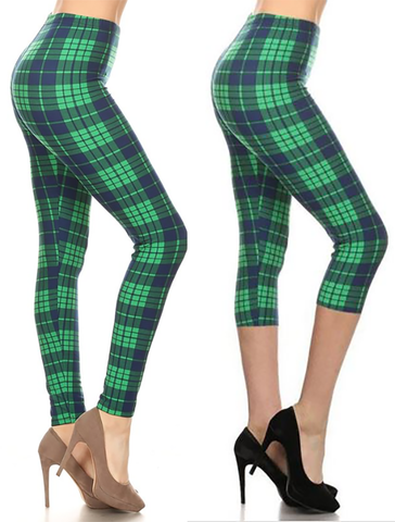 2086 Navy Green Plaid LEGGINGS or CAPRI