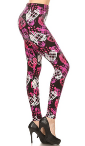 2136 Berry Plaid Heart LEGGINGS JV-D37C TO BBOK