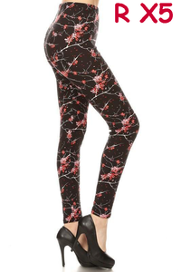 2140 Cherry Blossoms on Black LEGGINGS JV-D18B
