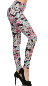 2147 Pastel Sugar Skulls LEGGINGS JV-D21C