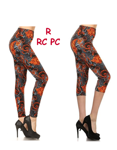 2154 Flamed Paisley LEGGINGS or CAPRI JV-E4C