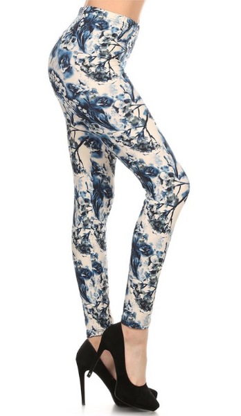 2181 Blue Cotton Floral LEGGINGS JV-C49C