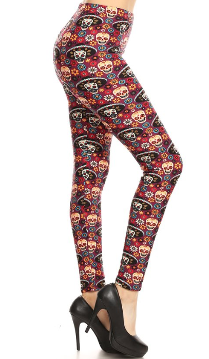 2182 Sombrero Siesta Skulls LEGGINGS JV-F44B