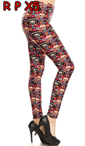 2182 Sombrero Siesta Skulls LEGGINGS JV-F44B