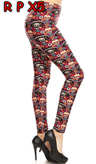 2182 Sombrero Siesta Skulls LEGGINGS JV-F44B