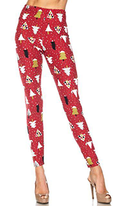 2217 Christmas Trees on Red LEGGINGS JV-XMAS BBOKDS