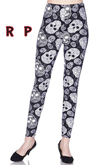 2236 White Skulls On Black LEGGINGS JV-F24B