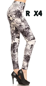 2330 Gray Scale Floral LEGGINGS JV-D36B