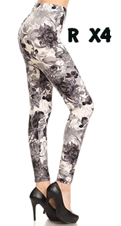 2330 Gray Scale Floral LEGGINGS JV-D36B