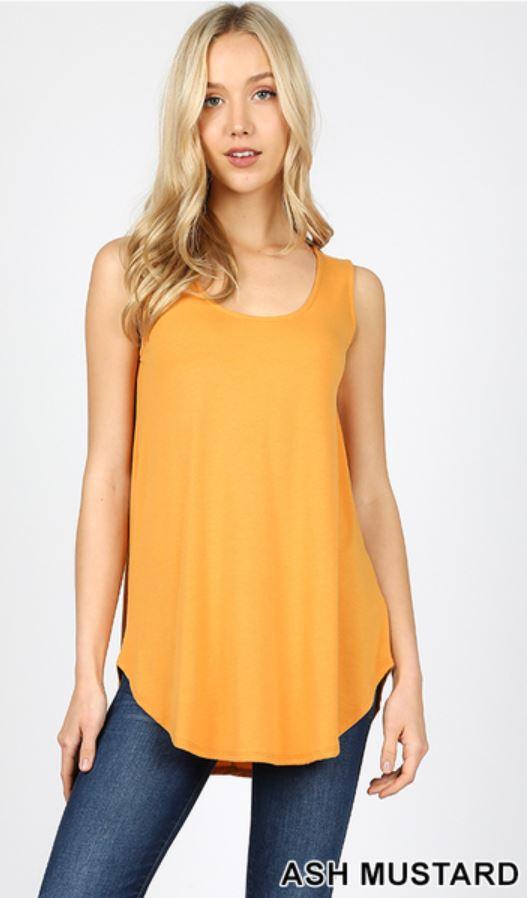 4923 0/0S Round Neck & Hem TOP in ASH MUSTARD JV-Z77