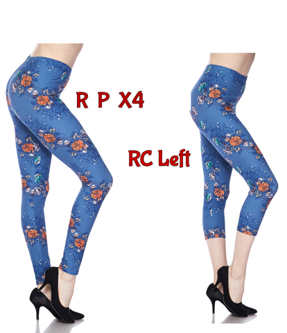 2438 Denim Floral LEGGINGS or CAPRI JV-K20C
