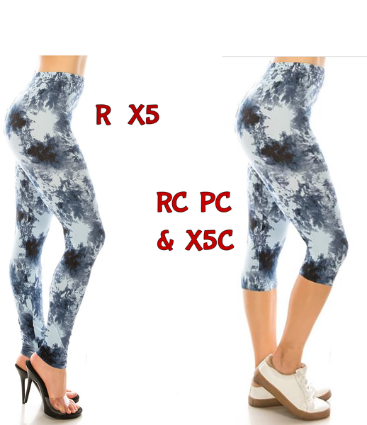 2456 Tie Dye Blues LEGGING or CAPRI JV-J22C
