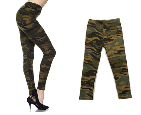 289 Green Camo LEGGINGS & Kids