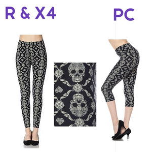 174 Skull Mandala LEGGINGS or CAPRIS
