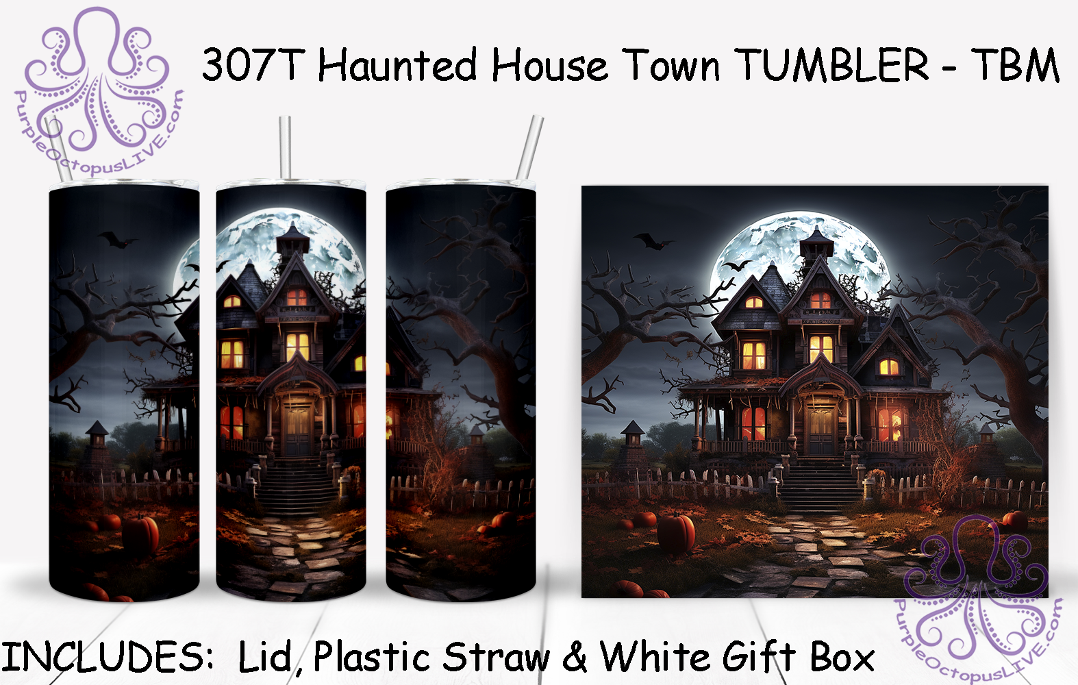 307T Haunted House Town TUMBLER - TBM