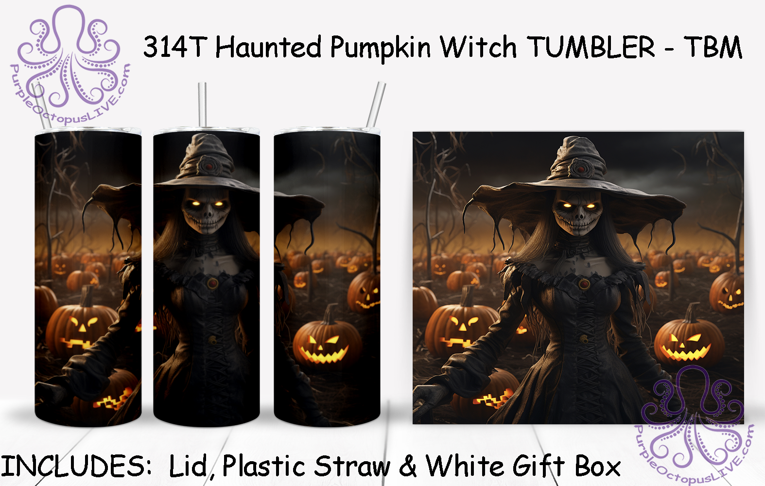 314T Haunted Pumpkin Witch TUMBLER - TBM