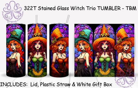 322T Stained Glass Witch Trio TUMBLER - TBM