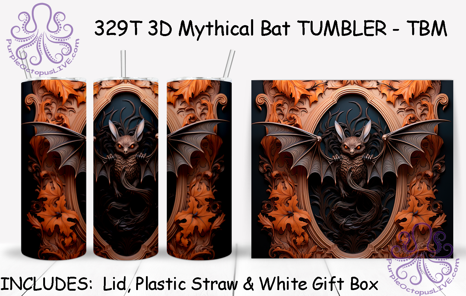 329T 3D Mythical Bat TUMBLER - TBM