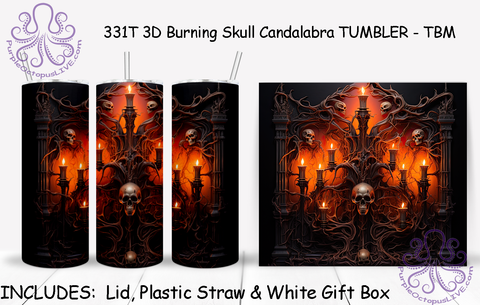 331T 3D Burning Skull Candalabra TUMBLER - TBM