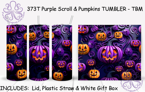 373T Purple Scroll & Pumpkins TUMBLER - TBM