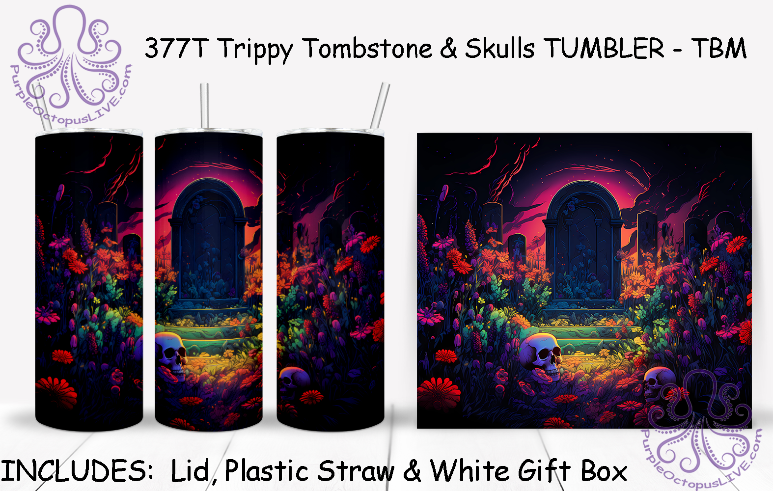 377T Trippy Tombstone & Skulls TUMBLER - TBM