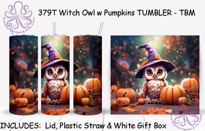 379T Witch Owl w Pumpkins TUMBLER - TBM