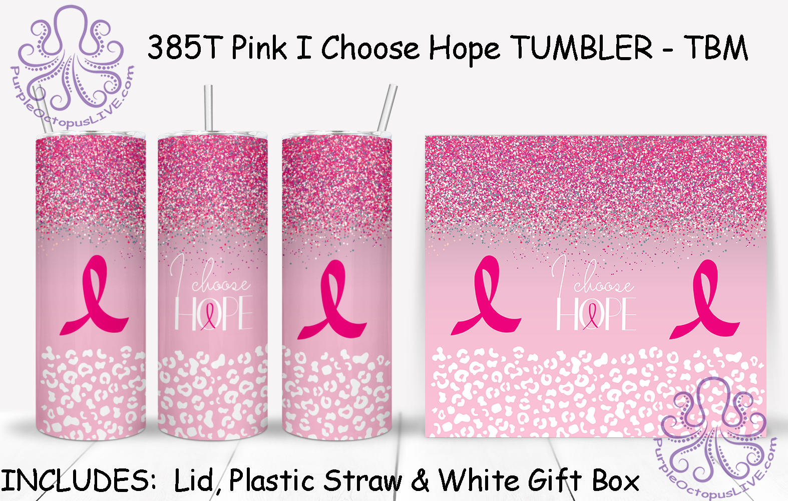 385T Pink I Choose Hope TUMBLER - TBM