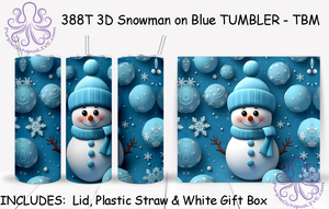 388T 3D Snowman on Blue TUMBLER - TBM