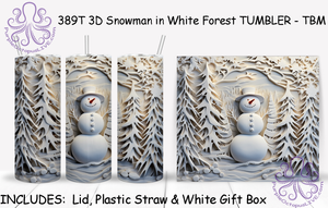 389T 3D Snowman in White Forest TUMBLER - TBM