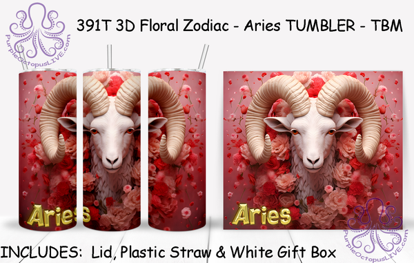 391T 3D Floral Zodiac TUMBLER - TBM ASSORTED