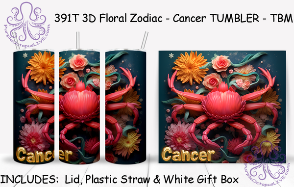 391T 3D Floral Zodiac TUMBLER - TBM ASSORTED