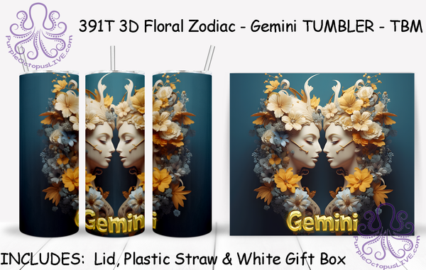 391T 3D Floral Zodiac TUMBLER - TBM ASSORTED